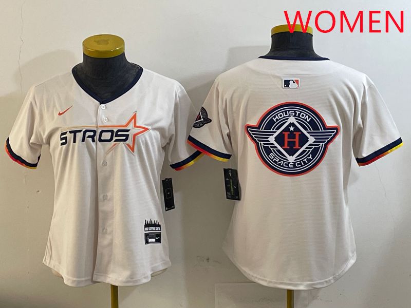 Women Houston Astros Blank Cream Three generations Joint Name 2025 Nike MLB Jersey style 41025->women mlb jersey->Women Jersey